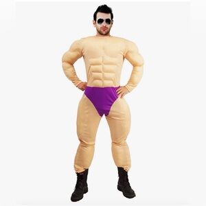 Muscle Suit Costume with Purple Briefs